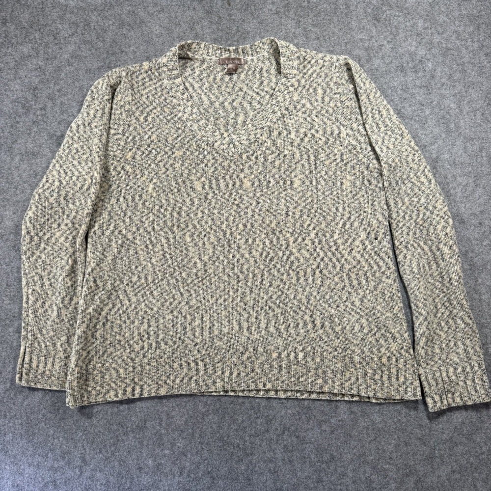 White Stag V-Neck Sweater XL Gray Marled‎ Soft Knit Pullover
